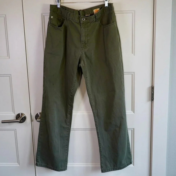 Timberland Men's Pants Green 100% Cotton Size 34x30 - Picture 1 of 8
